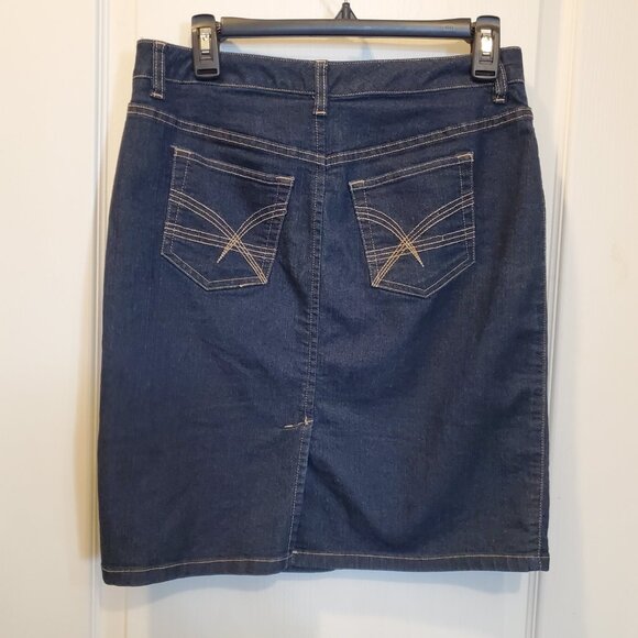 Apostrophe Petite Dark Wash Denim Pencil Skirt - Size 6P - Picture 3 of 8